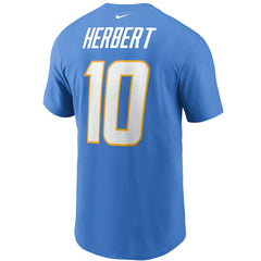 Justin Herbert Los Angeles Chargers Name & Number T-Shirt Powder Blue | Nike for Sale
