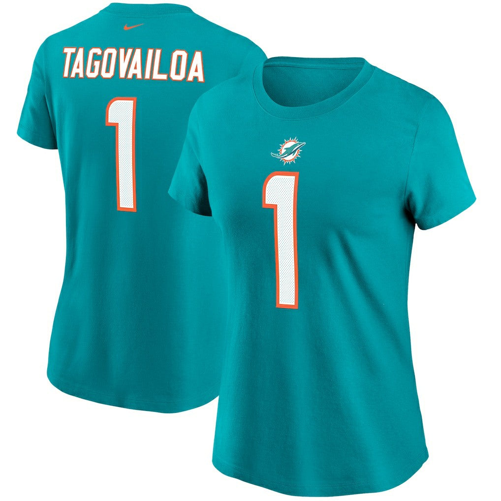 Tua Tagovailoa Miami Dolphins Women's Name & Number T-Shirt Aqua | Nike for Sale