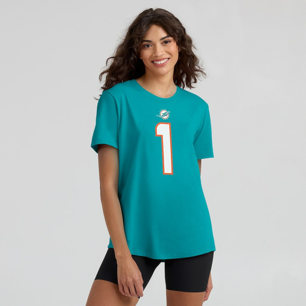 Tua Tagovailoa Miami Dolphins Women's Name & Number T-Shirt Aqua | Nike for Sale