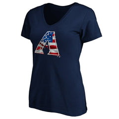 Arizona Diamondbacks Logo Women's Banner Wave V-Neck T-Shirt - MLB