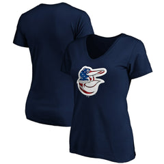 Baltimore Orioles Logo Women's Banner Wave V-Neck T-Shirt - MLB