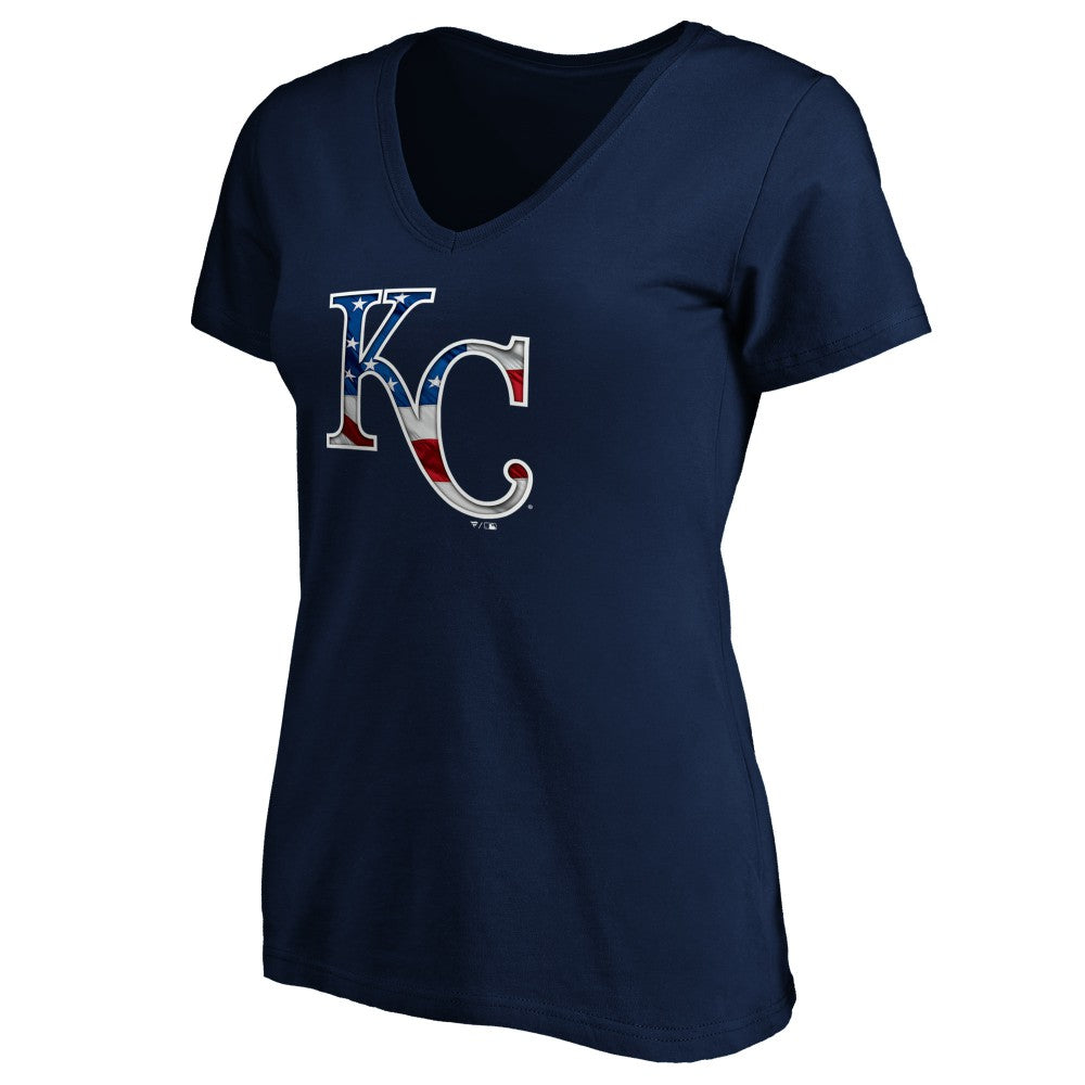 Kansas City Royals Logo Women's Banner Wave V-Neck T-Shirt - MLB