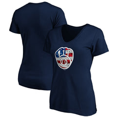 Milwaukee Brewers Logo Women's Banner Wave V-Neck T-Shirt - MLB