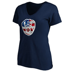 Milwaukee Brewers Logo Women's Banner Wave V-Neck T-Shirt - MLB
