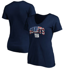 New York Giants Women's Banner Wave V-Neck T-Shirt Navy | NFL