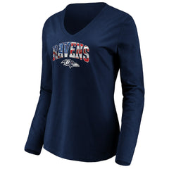 Baltimore Ravens Women's Banner Wave V-Neck Long Sleeve T-Shirt Navy | NFL