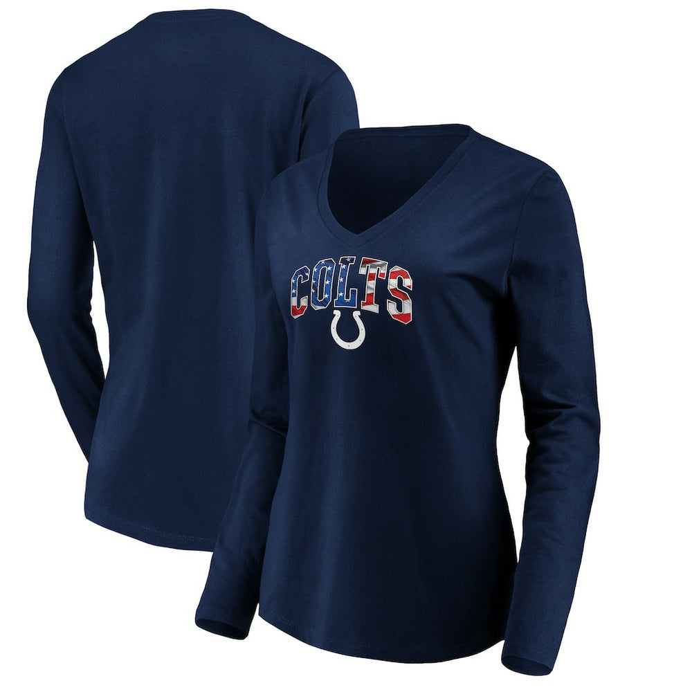Indianapolis Colts Women's Banner Wave V-Neck Long Sleeve T-Shirt Navy | NFL