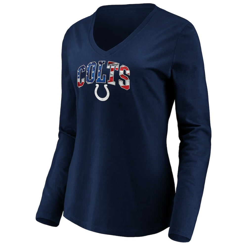 Indianapolis Colts Women's Banner Wave V-Neck Long Sleeve T-Shirt Navy | NFL
