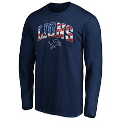 Detroit Lions Banner Wave Long Sleeve T-Shirt Navy | NFL
