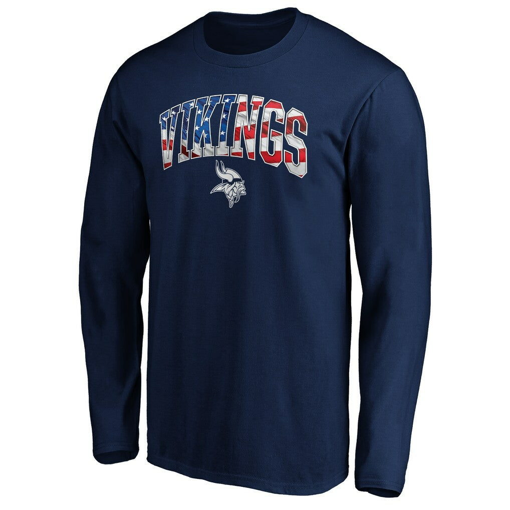 Minnesota Vikings Banner Wave Long Sleeve T-Shirt Navy | NFL