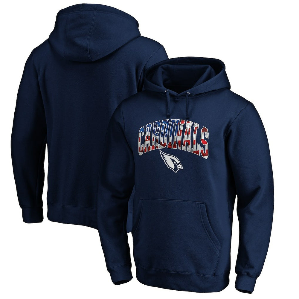 Arizona Cardinals Banner Wave Fitted Pullover Hoodie Navy | NFL