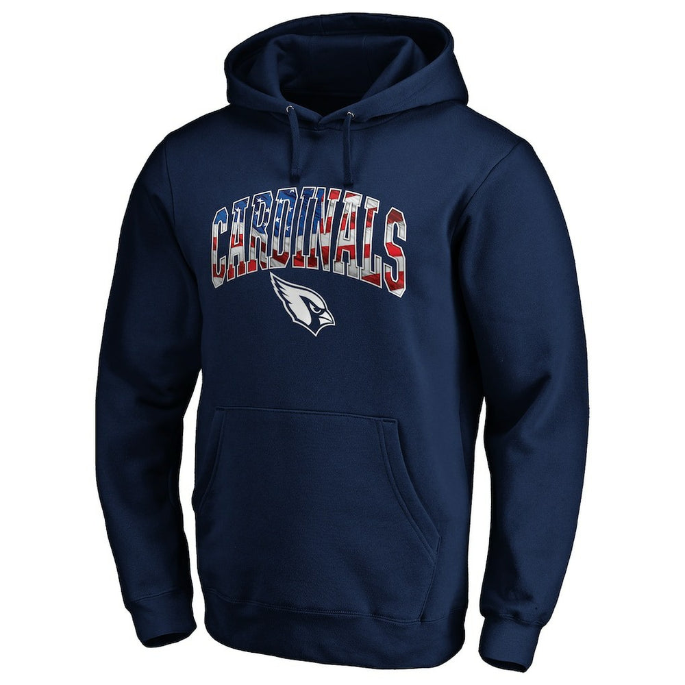 Arizona Cardinals Banner Wave Fitted Pullover Hoodie Navy | NFL