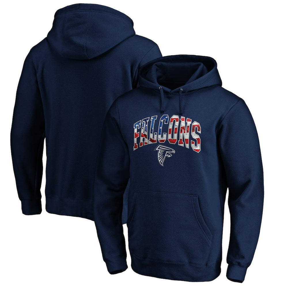 Atlanta Falcons Banner Wave Fitted Pullover Hoodie Navy | NFL