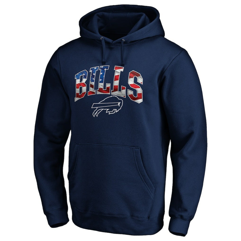 Buffalo Bills Banner Wave Fitted Pullover Hoodie Navy | NFL