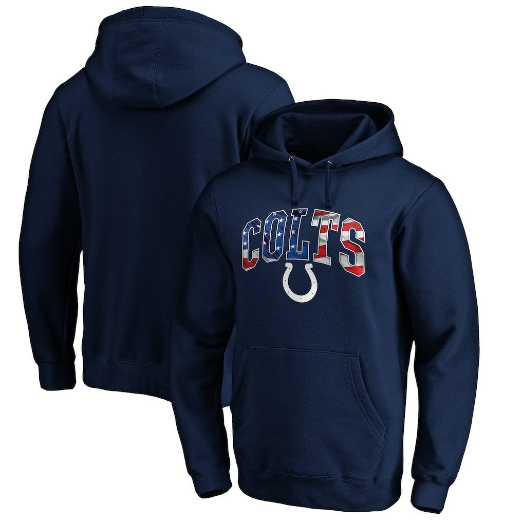 Indianapolis Colts Banner Wave Fitted Pullover Hoodie Navy | NFL