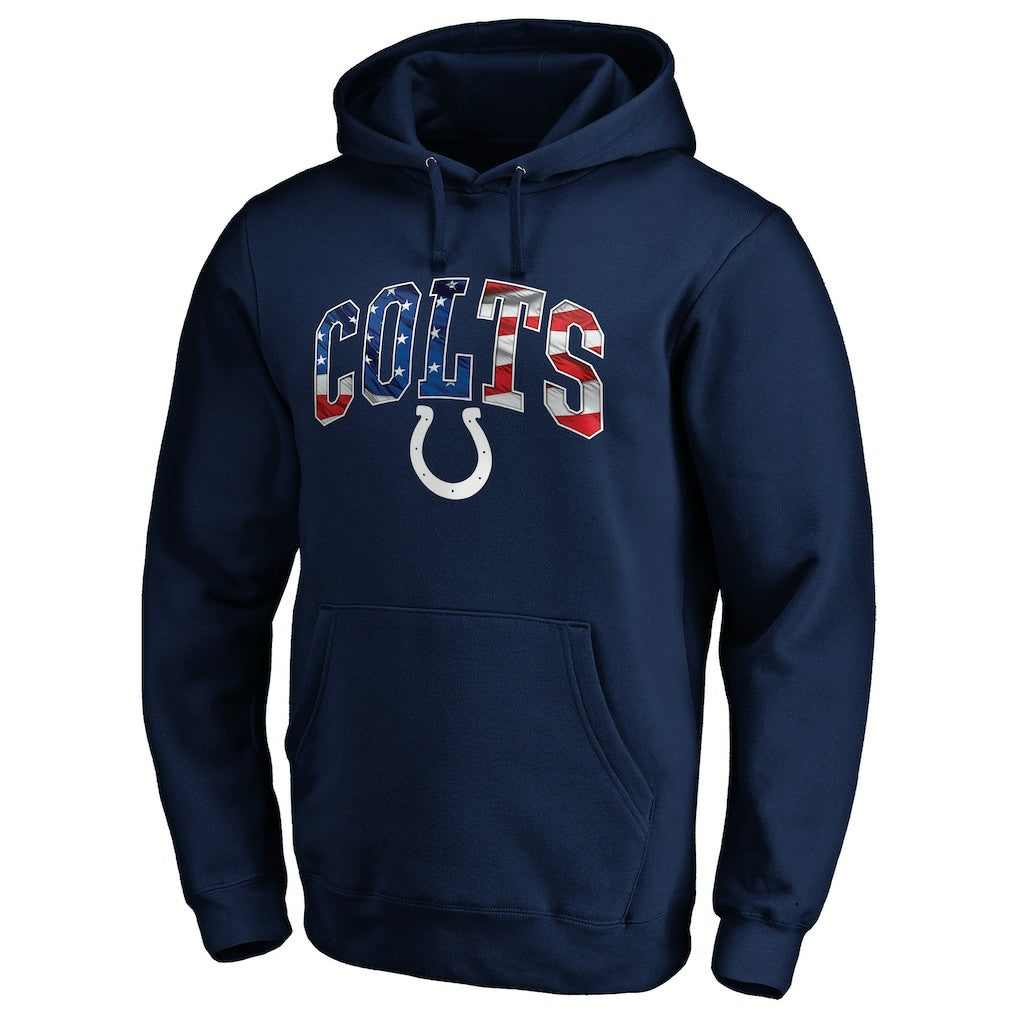Indianapolis Colts Banner Wave Fitted Pullover Hoodie Navy | NFL