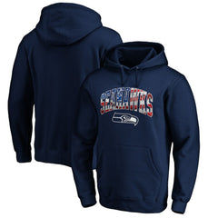 Seattle Seahawks Banner Wave Fitted Pullover Hoodie Navy | NFL