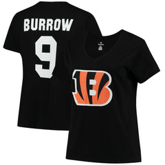 Joe Burrow Cincinnati Bengals Women's Plus Size Name & Number V-Neck T-Shirt Black | Fanatics