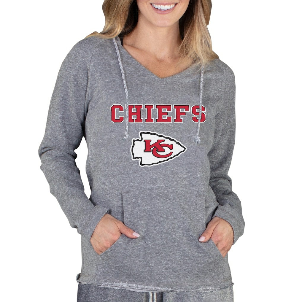 Kansas City Chiefs Concepts Sport Women's Mainstream Tri-Blend Raglan Hoodie V-Neck Top Gray | NFL