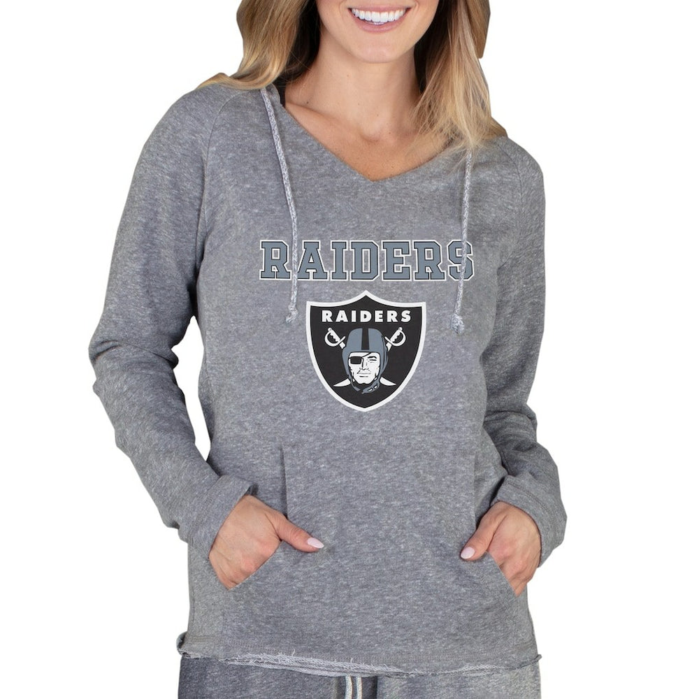 Las Vegas Raiders Concepts Sport Women's Mainstream Tri-Blend Raglan Hoodie V-Neck Top Gray | NFL