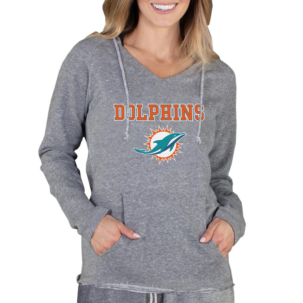 Miami Dolphins Concepts Sport Women's Mainstream Tri-Blend Raglan Hoodie V-Neck Top Gray | NFL