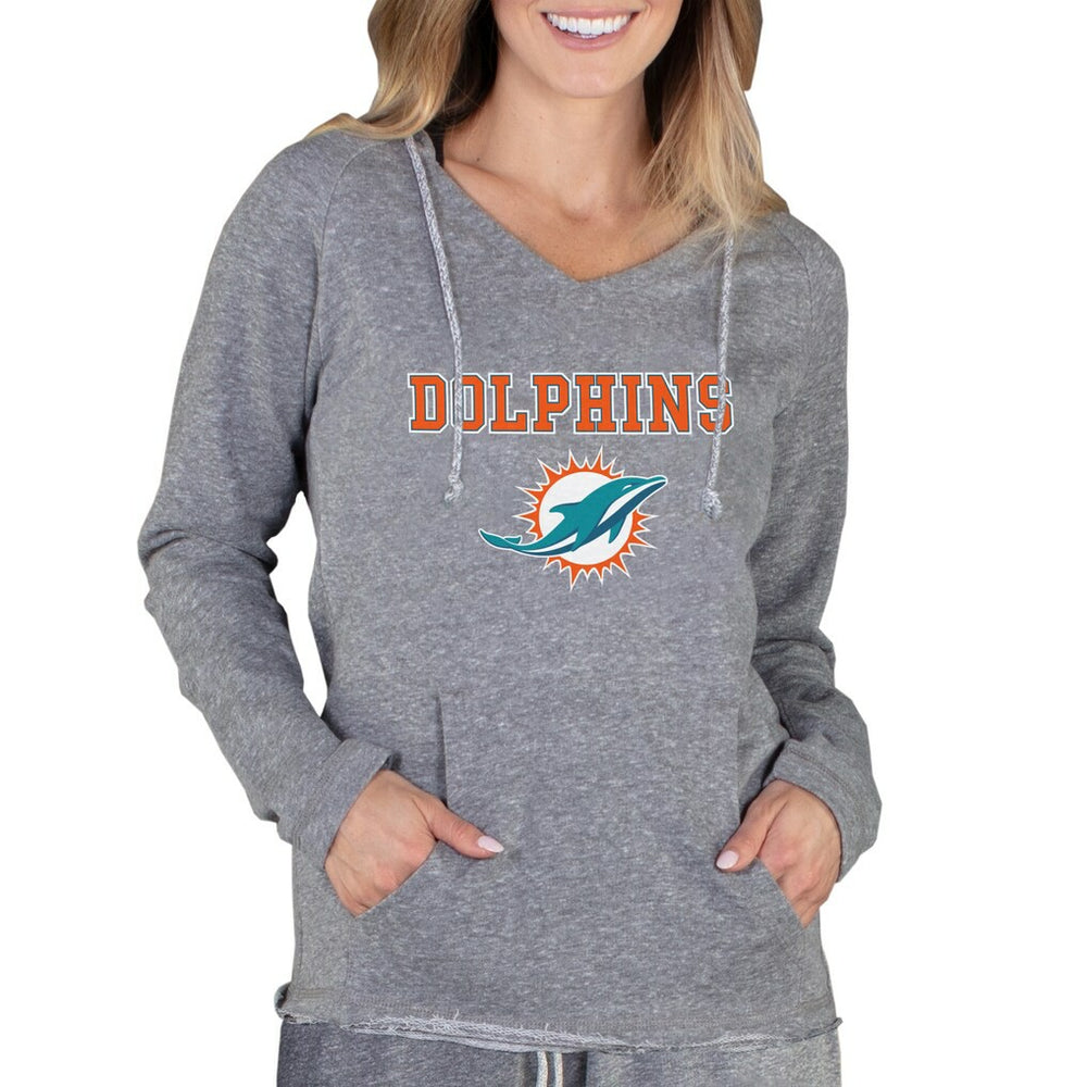 Miami Dolphins Concepts Sport Women's Mainstream Tri-Blend Raglan Hoodie V-Neck Top Gray | NFL