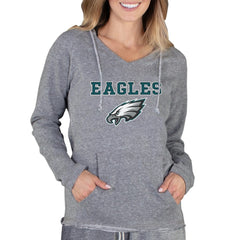 Philadelphia Eagles Concepts Sport Women's Mainstream Tri-Blend Raglan Hoodie V-Neck Top Gray | NFL