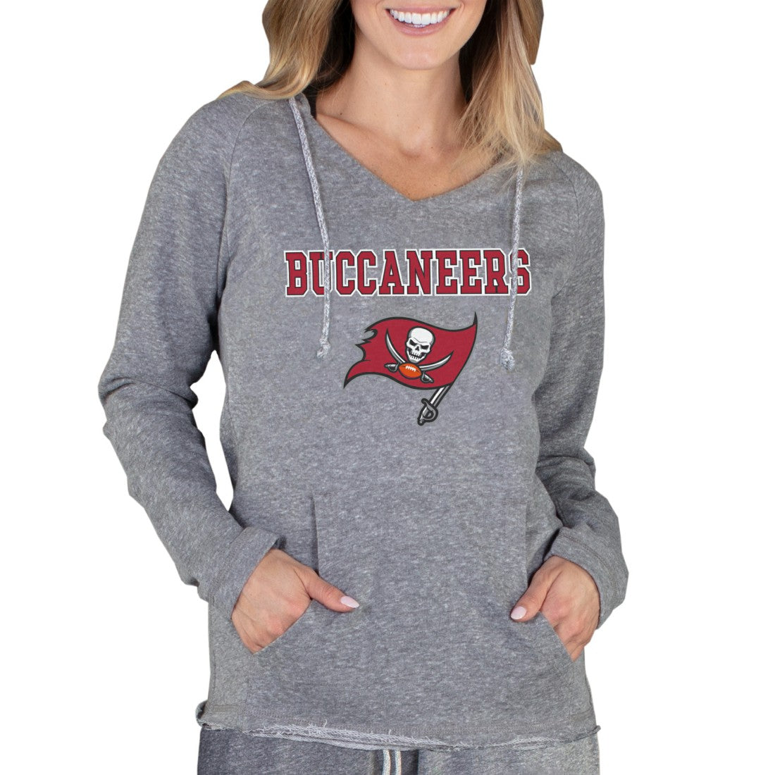 Tampa Bay Buccaneers Concepts Sport Women's Mainstream Tri-Blend Raglan Hoodie V-Neck Top Gray | NFL