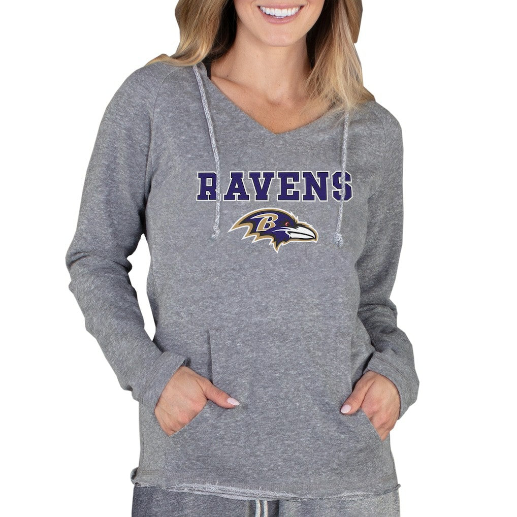 Baltimore Ravens Concepts Sport Women's Mainstream Tri-Blend Raglan Hoodie V-Neck Top Gray | NFL