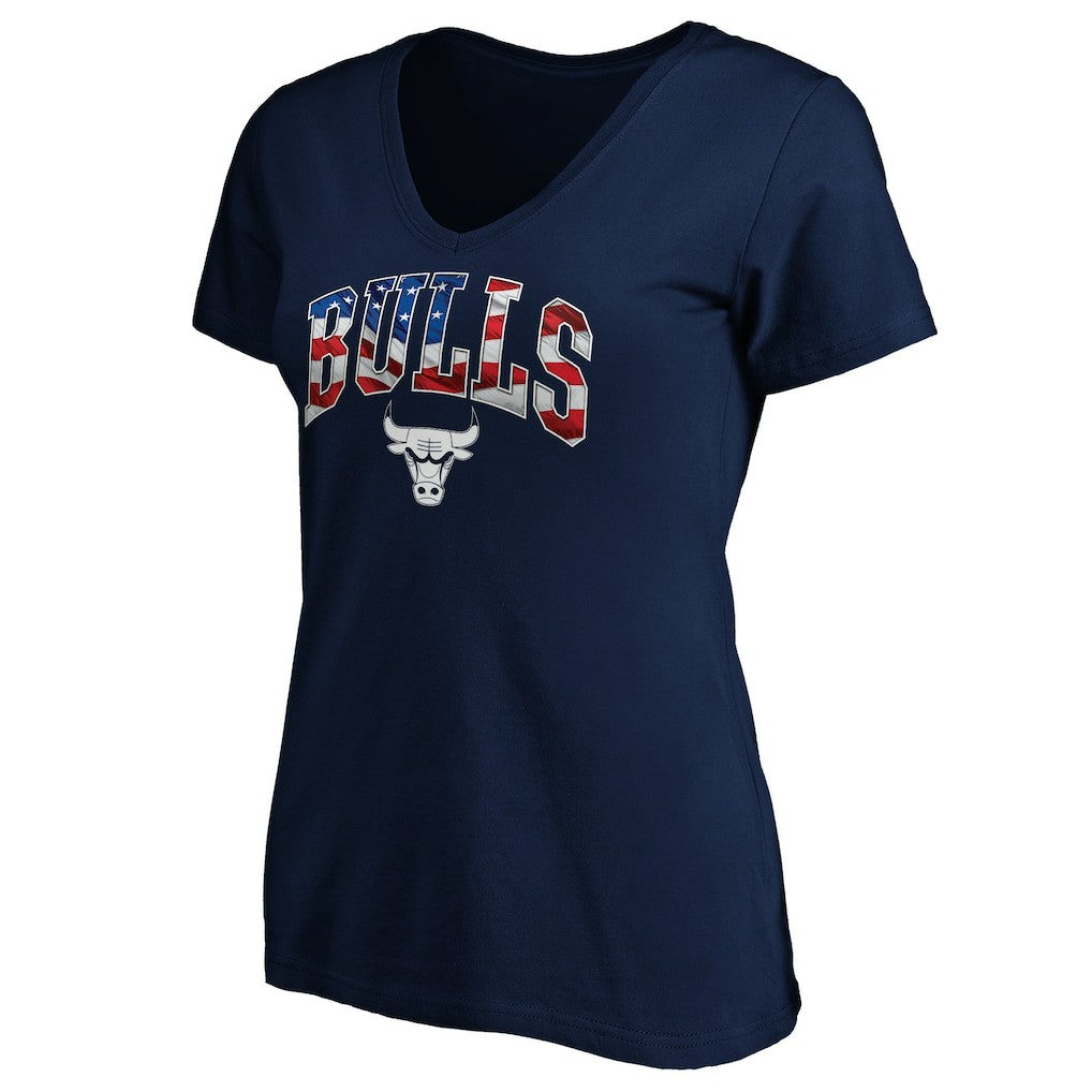 Chicago Bulls Women's Banner Wave V-Neck T-Shirt Navy - NBA