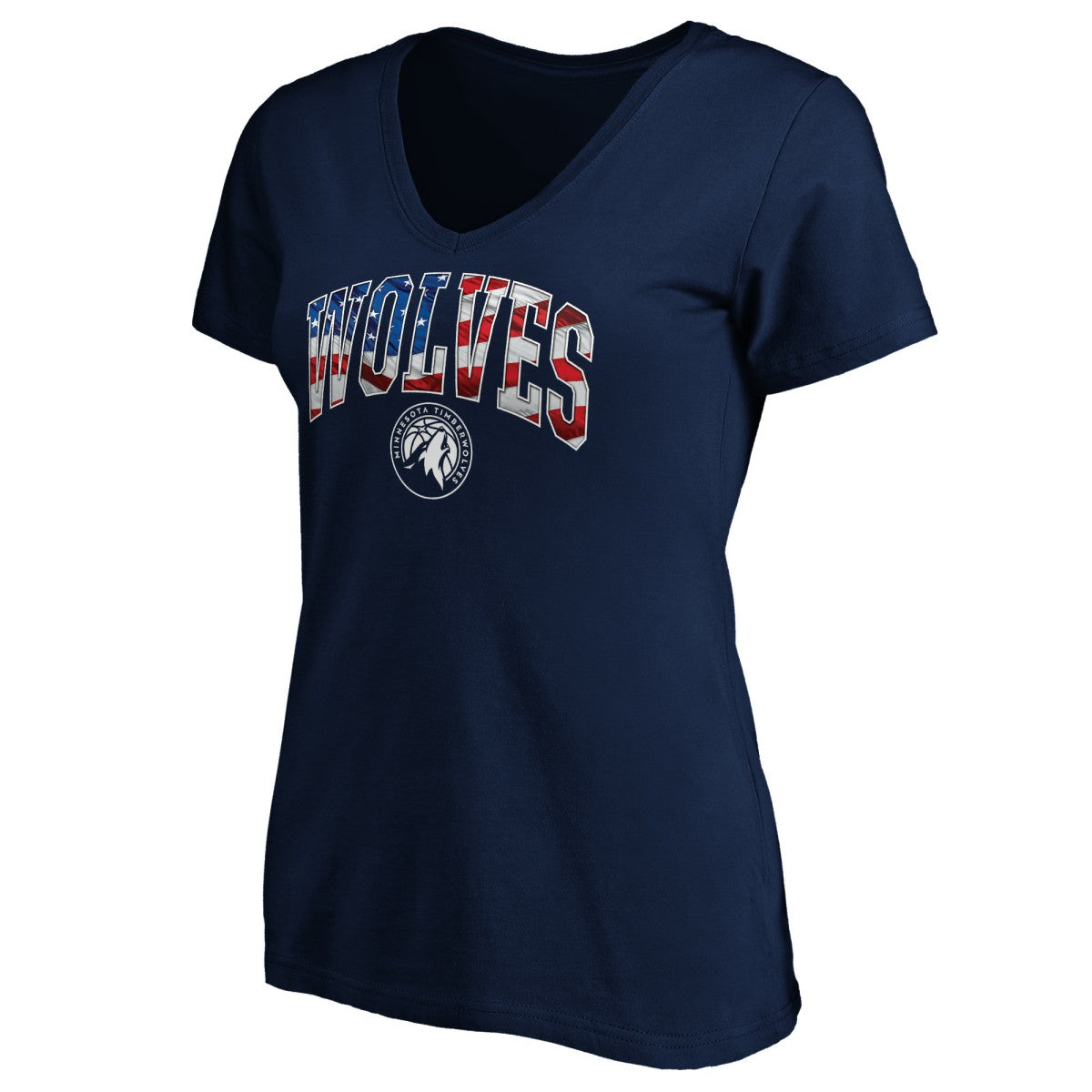 Minnesota Timberwolves Women's Banner Wave V-Neck T-Shirt Navy - NBA