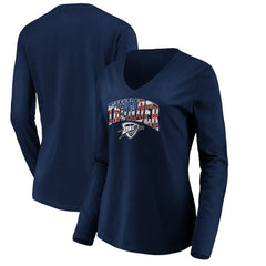 Oklahoma City Thunder Women's Banner Wave V-Neck Long Sleeve T-Shirt Navy - NBA