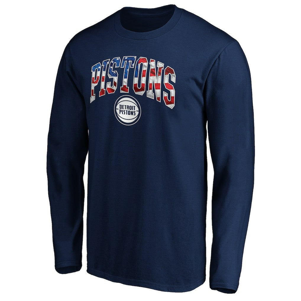 Detroit Pistons Banner Wave Long Sleeve T-Shirt Navy - NBA