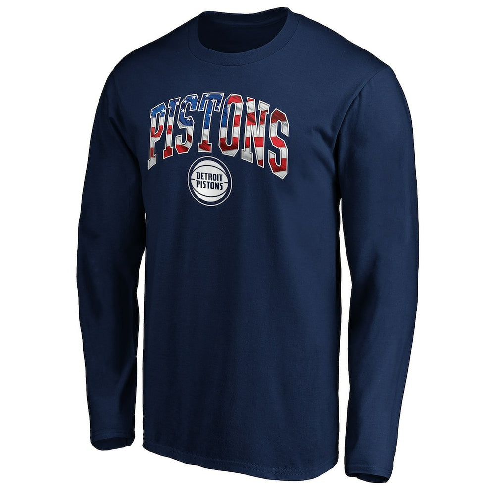 Detroit Pistons Banner Wave Long Sleeve T-Shirt Navy - NBA