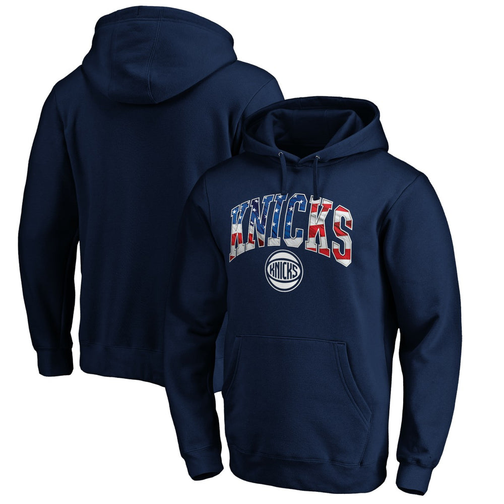 New York Knicks Banner Wave Pullover Hoodie Navy - NBA