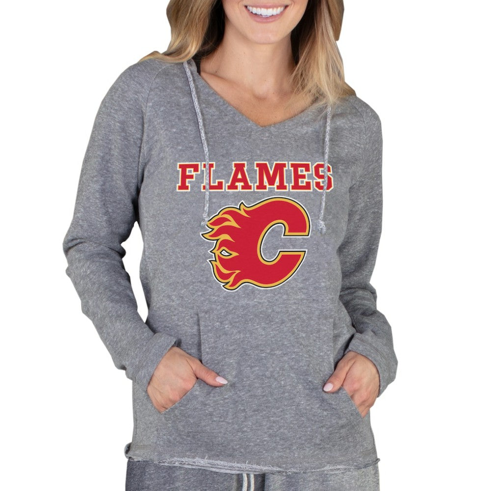 Calgary Flames Concepts Sport Women's Mainstream Terry Tri-Blend Long Sleeve Hooded Top - Gray - NHL