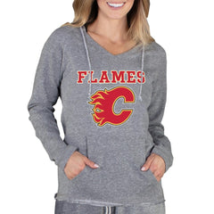 Calgary Flames Concepts Sport Women's Mainstream Terry Tri-Blend Long Sleeve Hooded Top - Gray - NHL