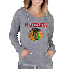 Chicago Blackhawks Concepts Sport Women's Mainstream Terry Tri-Blend Long Sleeve Hooded Top - Gray - NHL