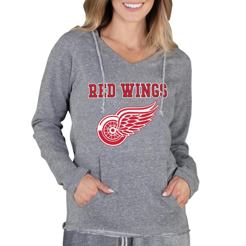 Detroit Red Wings Concepts Sport Women's Mainstream Terry Tri-Blend Long Sleeve Hooded Top - Gray - NHL