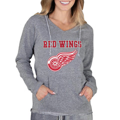Detroit Red Wings Concepts Sport Women's Mainstream Terry Tri-Blend Long Sleeve Hooded Top - Gray - NHL
