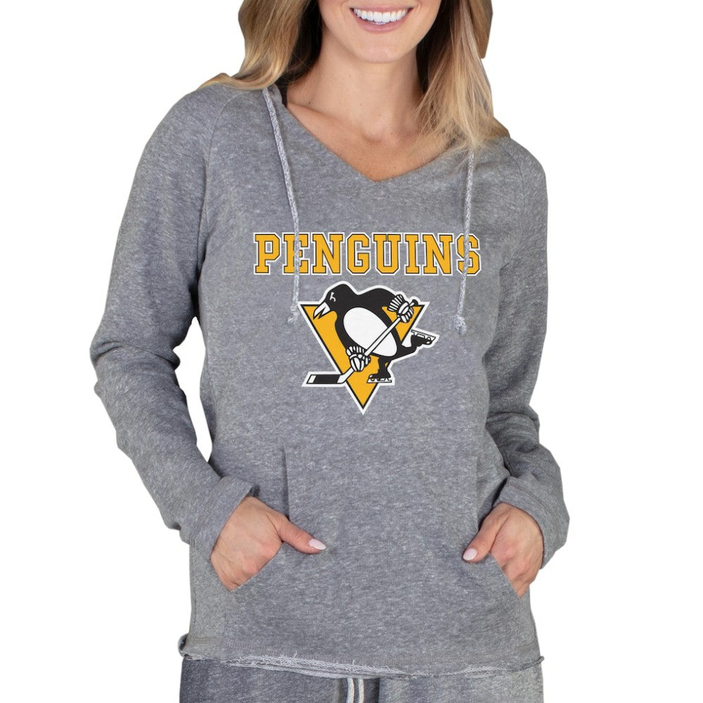 Pittsburgh Penguins Concepts Sport Women's Mainstream Terry Tri-Blend Long Sleeve Hooded Top - Gray - NHL