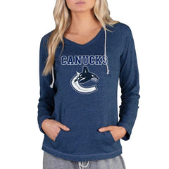 Vancouver Canucks Concepts Sport Women's Mainstream Terry Tri-Blend Long Sleeve Hooded Top - Navy - NHL