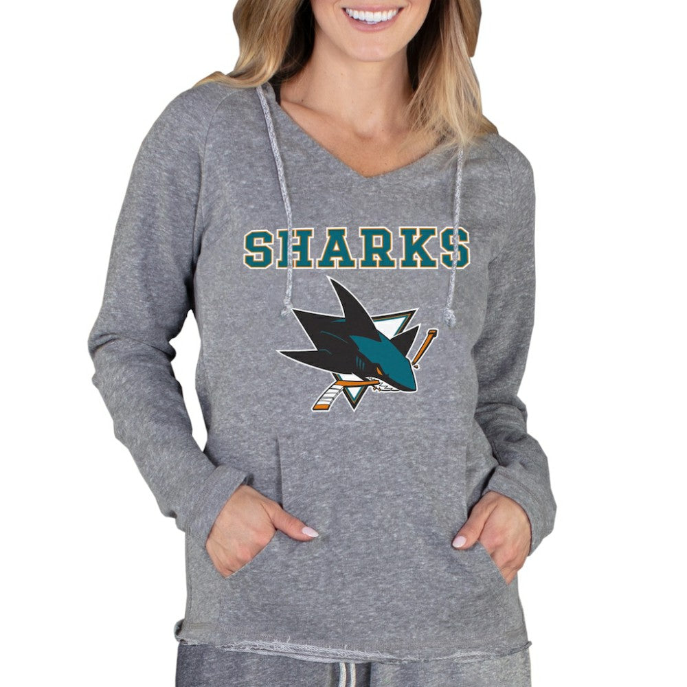 San Jose Sharks Concepts Sport Women's Mainstream Terry Tri-Blend Long Sleeve Hooded Top - Gray - NHL