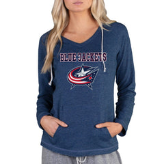 Columbus Blue Jackets Concepts Sport Women's Mainstream Terry Tri-Blend Long Sleeve Hooded Top - Navy - NHL