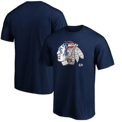 Chicago Blackhawks Banner Wave Logo T-Shirt - Navy - NHL