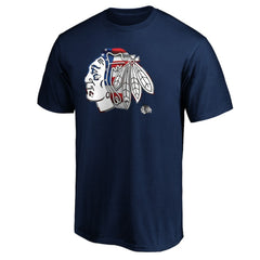Chicago Blackhawks Banner Wave Logo T-Shirt - Navy - NHL