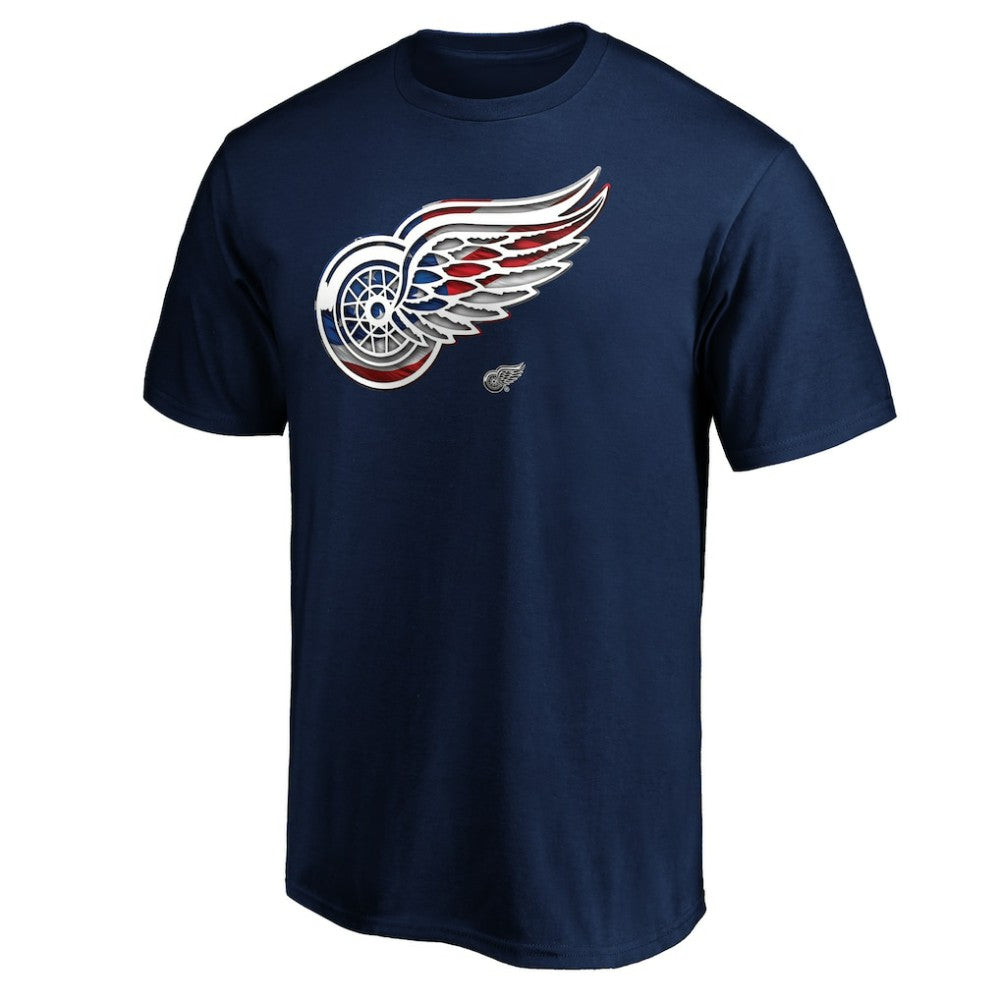 Detroit Red Wings Banner Wave Logo T-Shirt - Navy - NHL