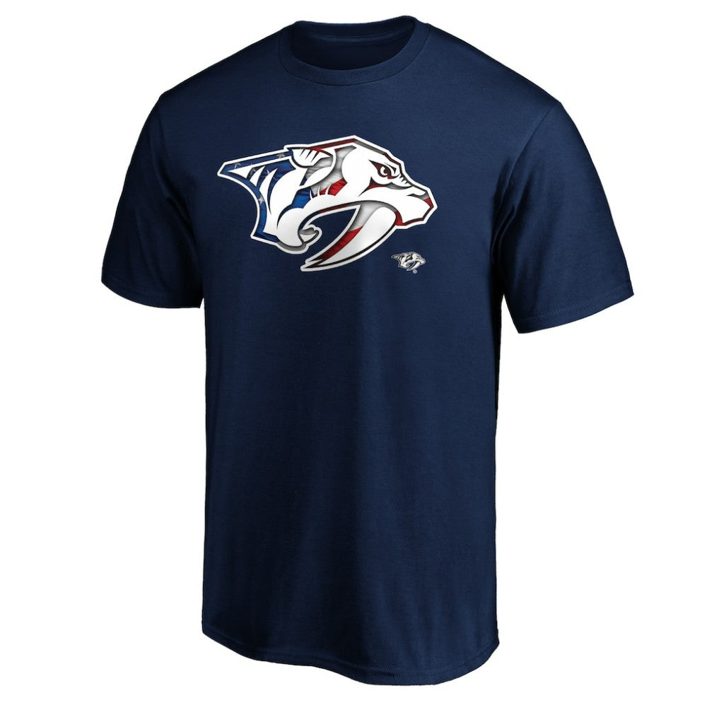 Nashville Predators Banner Wave Logo T-Shirt - Navy - NHL