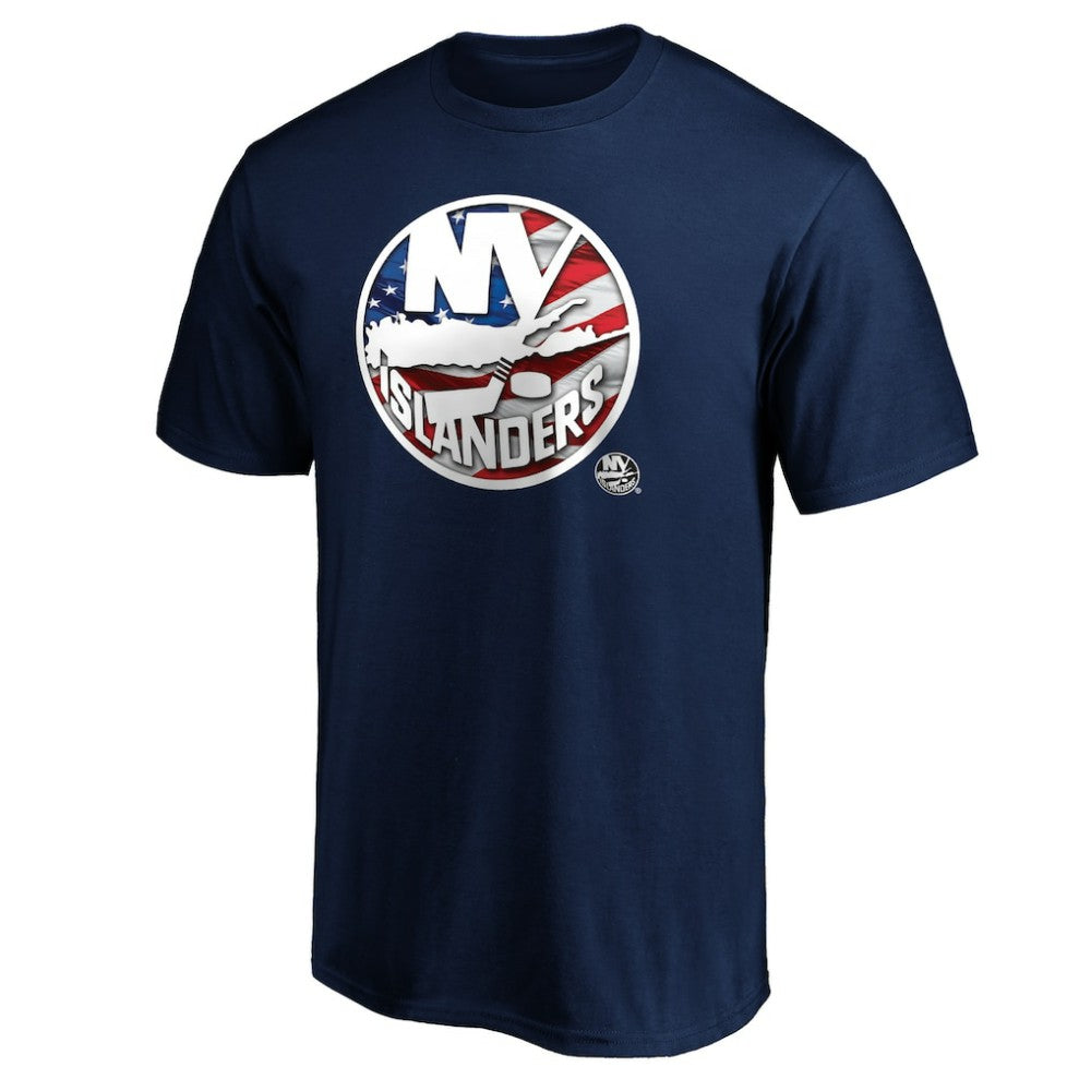 New York Islanders Banner Wave Logo T-Shirt - Navy - NHL