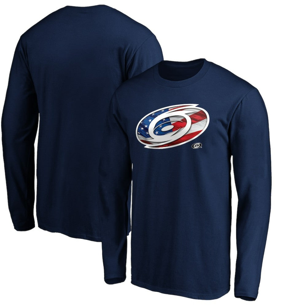 Carolina Hurricanes Banner Wave Logo Long Sleeve T-Shirt - Navy - NHL